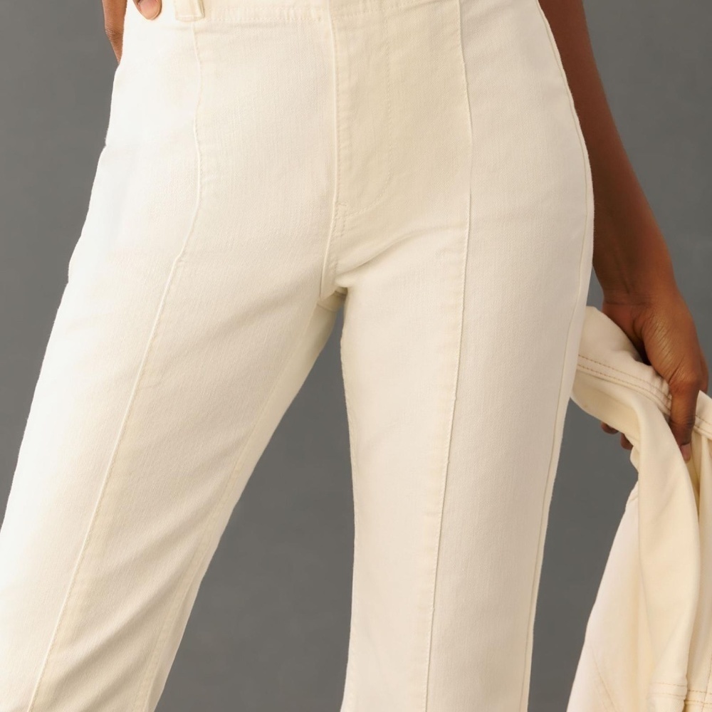 NWT Anthropologie Pilcro Slim 70's High- Rise, Straight Crop White Jeans 32 - Picture 3 of 5